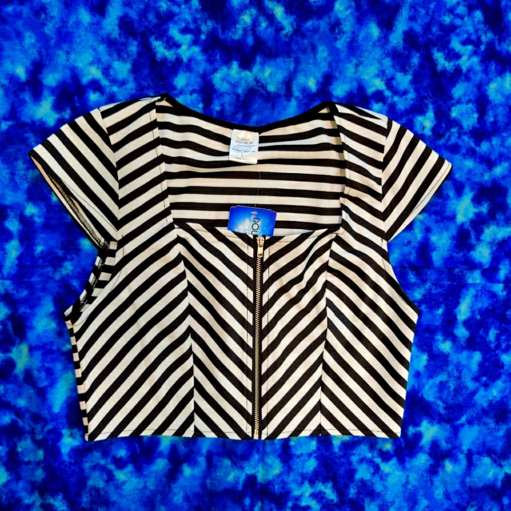 Black and White Striped Crop Top